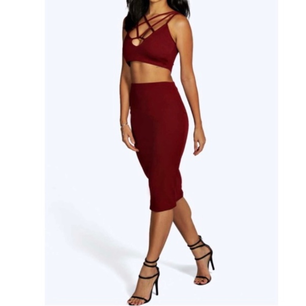 Bella Strappy Plunge Front Midi Co-Ord Set